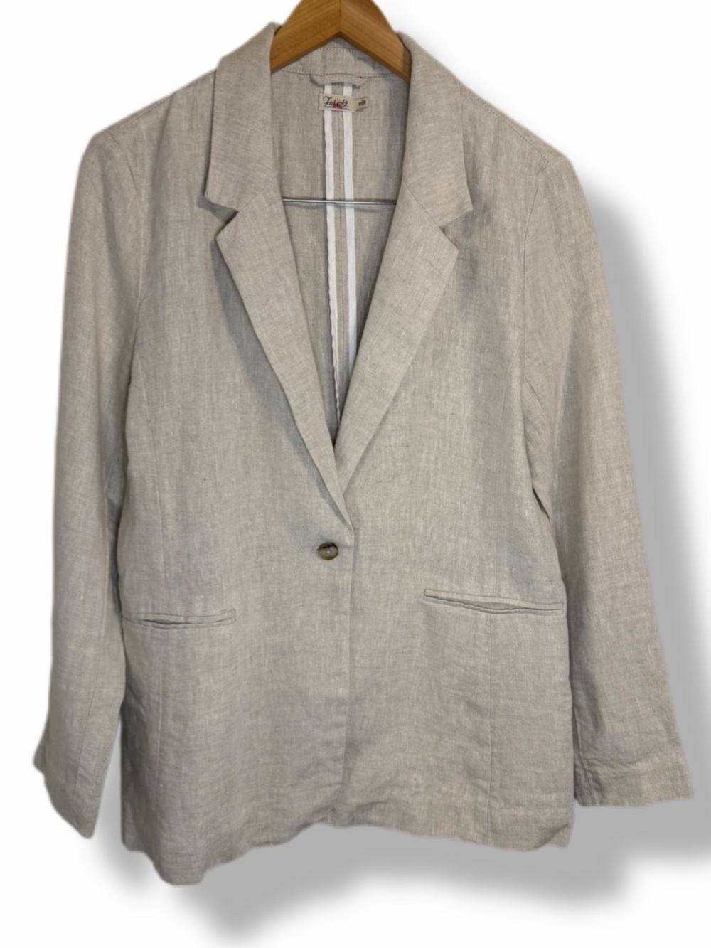 Faherty 100% Linen Blazer Women M Oatmeal Beige Relaxed Coastal